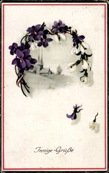 Ak Innige Grüße, Kitsch, Blumen, Schneeglocken