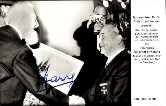 Ak Schauspieler Harry Gondi, Autogramm, Staatsminister Alois Hundhammer