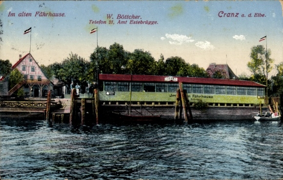 Postcard Hamburg Harburg Cranz, In the old ferry house