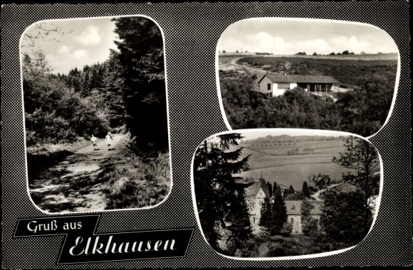 Postcard Elkhausen Katzwinkel victory Rhineland Palatinate, convalescent home, house Marienberge, forest area