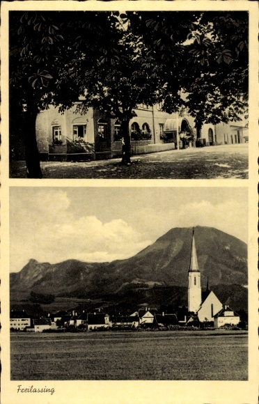 Postcard Freilassing in Upper Bavaria, Bahnhofhotel Föckerer, total view