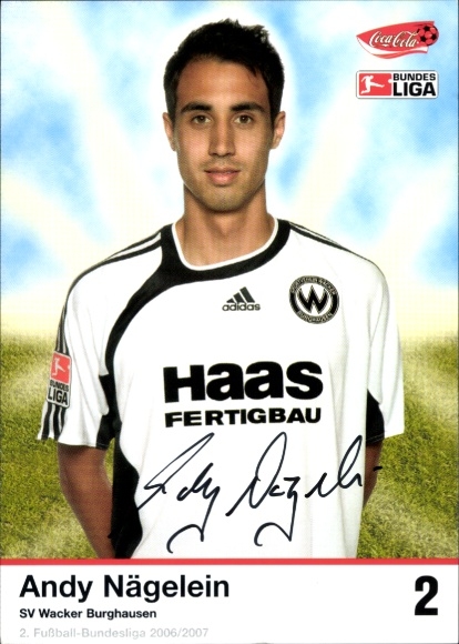 Autogrammkarte Fußballer Andy Nägelein, SV Wacker Burghausen, Autogramm