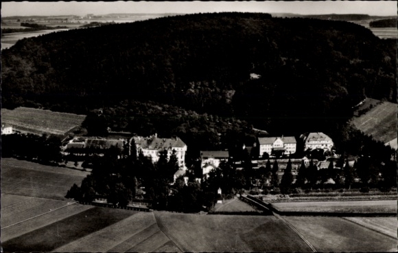 Postcard Jordanbad Biberach an der Riß Upper Swabia Württemberg, aerial photograph of a spa, surrounded