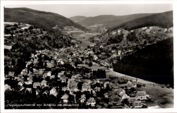 Postcard Schönau near Heidelberg Odenwald, aerial photograph