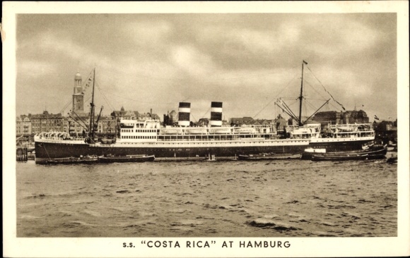 Postcard steamer SS Costa Rica, Royal Netherlands Steamship Co., Hamburg