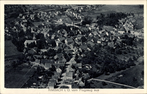 Postcard Rimbach in the Odenwald, general view, aerial photograph