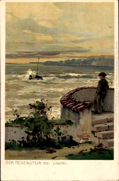 Artist Chromo-Litho Zeno Diemer, Lindau in Lake Constance Swabia, the Witch Stone
