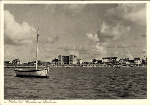 Postcard North Sea resort Duhnen Cuxhaven, beach seen from the sea