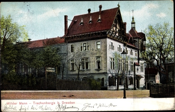 Postcard Dresden Wilder Mann Trachenberge, inn, after the forest park