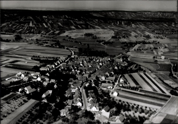 Postcard Dürrenzimmern Brackenheim an der Zaber Württemberg, black and white photo of a small village with fe...