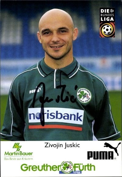 Autograph card footballer Zivojin Juskic, SpVgg Greuther Fürth, autograph