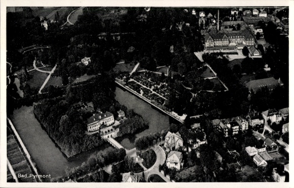 Postcard Bad Pyrmont in Lower Saxony, aerial photograph