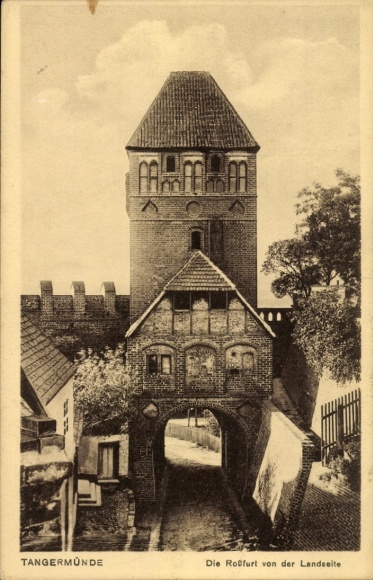 Postcard Tangermünde on the Elbe, Rolfurt from the land side