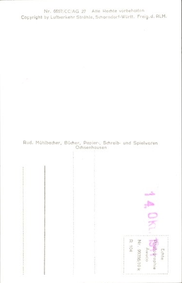 Postcard Ochsenhausen in Württemberg, aerial photograph