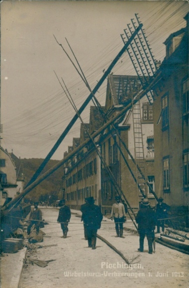 Postcard Plochingen am Neckar, hurricane devastation June 1, 1913