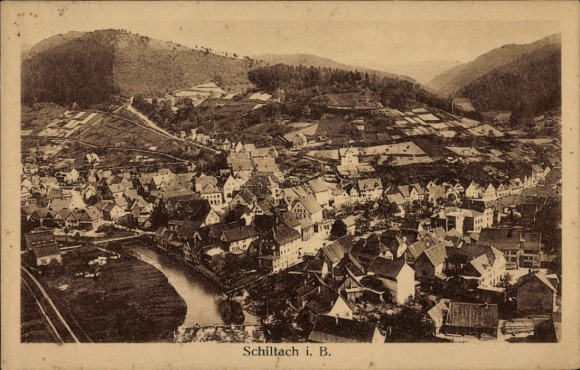 Postcard Schiltach in the Black Forest Baden, overall view from Häberlesberg