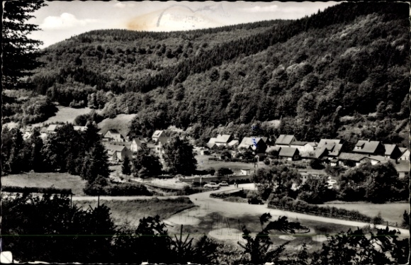 Ak Sieber Herzberg am Harz, Landschaft mit Hügeln, Häusern, Wald, Ort Sieber im Harz