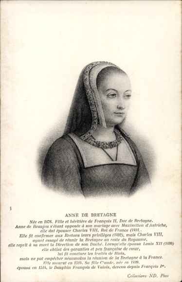 Postcard Anne of Brittany, portrait