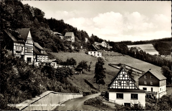 Postcard Nordenau Schmallenberg in the Sauerland, Nordenau Hochsauerland, Tell view, landscape, houses,