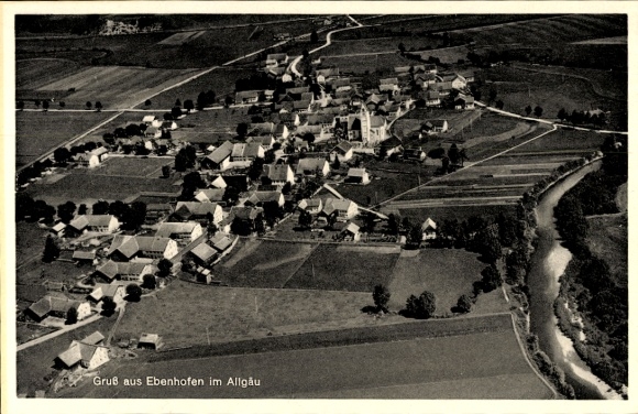 Postcard Ebenhofen Biessenhofen in the Ostallgäu, aerial photograph