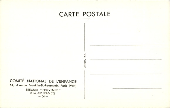 Postcard Breguet Provence, French passenger and cargo aircraft, Air France