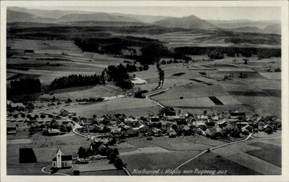 Postcard Kraftisried in Allgäu, aerial photograph