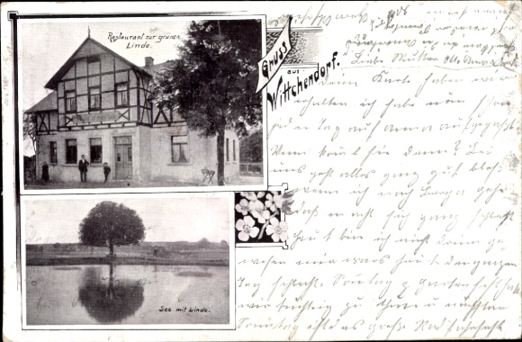 Postcard Wittchendorf Langenwetzendorf in Thuringia, Restaurant zur grünen Linde