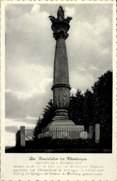 Ak Altenbergen Leinatal Thüringen, Kandelaber, eingeweiht 1811