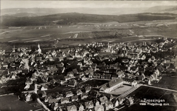 Postcard Trossingen auf der Baar, aerial photograph