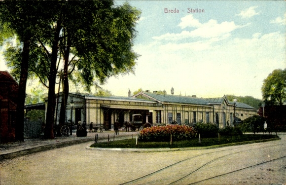 Postcard Breda North Brabant Netherlands, train station