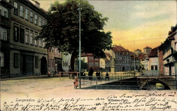 Postcard Bad Langensalza in the Thuringian Basin, view of the Wilhelmsplatz, bridge