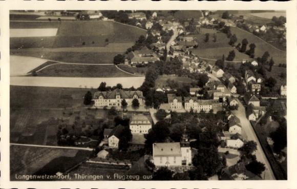 Ak Langenwetzendorf in Thüringen, Fliegeraufnahme