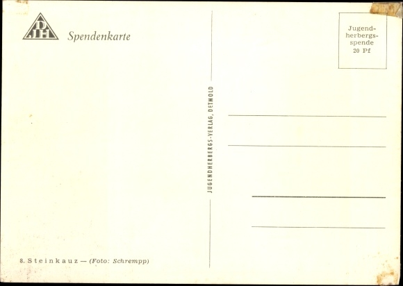 Postcard Steinkauz, DJH donation card