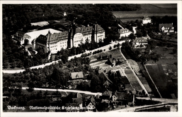 Postcard Backnang in Württemberg, aerial photograph of a reformatory, surrounding landscape, writing