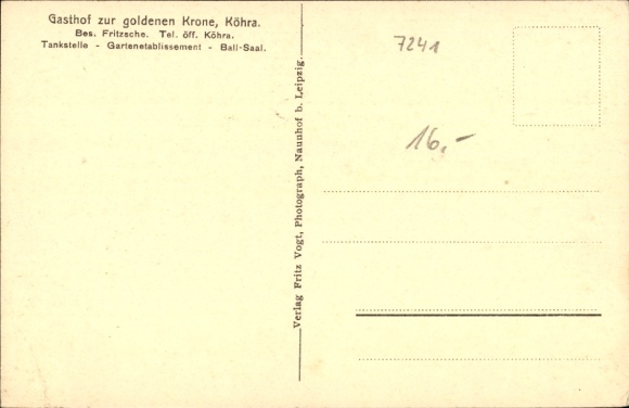 Ak Köhra Belgershain in Sachsen, Gasthof zur goldenen Krone