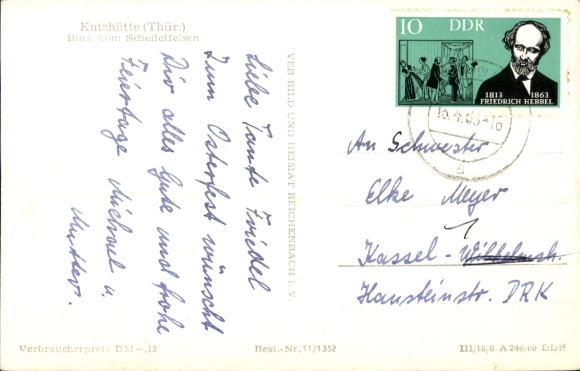 Postcard Katzhütte in the Schwarzatal, view from the Scheffelfelsen