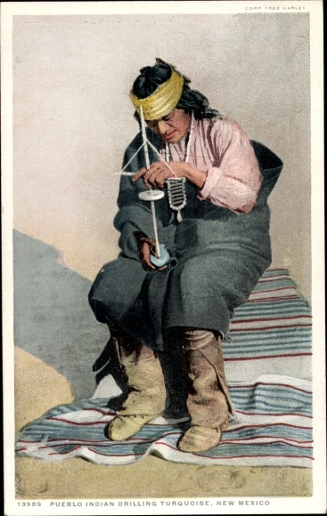 Ak Pueblo Indian drilling Turquoise, New Mexico
