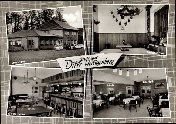 Postcard Dille Bruchhausen Vilsen Lower Saxony, Heiligenberg, inn, hunting room, club room
