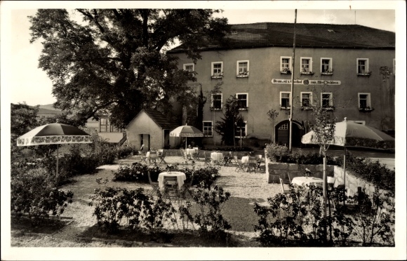Postcard Fuchsberg Teunz in der Oberpfalz, castle brewery, garden area