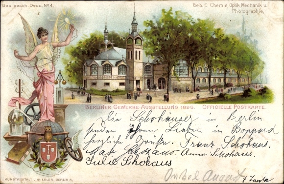 lito Berlin Treptow, wystawa handlowa 1896, budynek dla chemii, optyki, mechaniki i fotografii