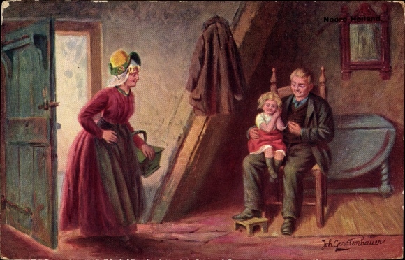 Artist PC Gerstenhauer, Johann Georg, woman returns home, family