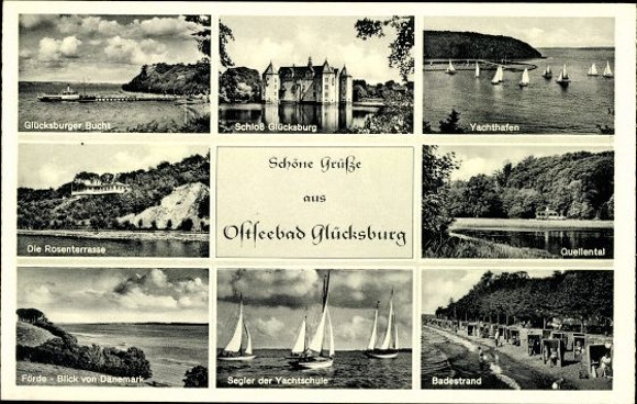 10 alte Ak Glücksburg, diverse Ansichten