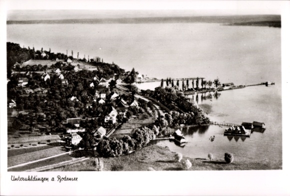 Postcard Unteruhldingen Uhldingen Mühlhofen am Bodensee, aerial photograph