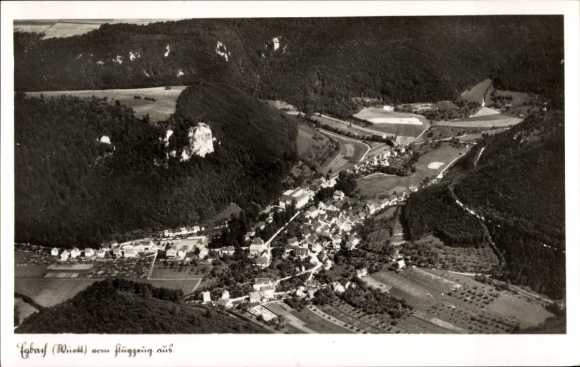 Postcard Eybach Geislingen an der Steige, aerial photograph