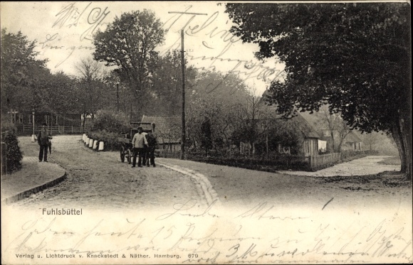PC Hamburg Nord Fuhlsbüttel, street section, men, horse-drawn carriage