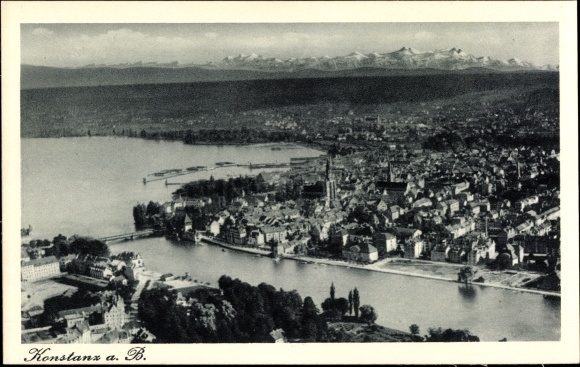 Postcard Constance on Lake Constance, aerial photo