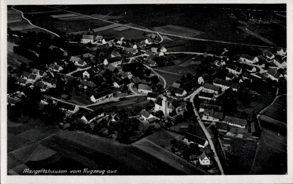 Postcard Margertshausen Gessertshausen in Swabia, aerial photograph