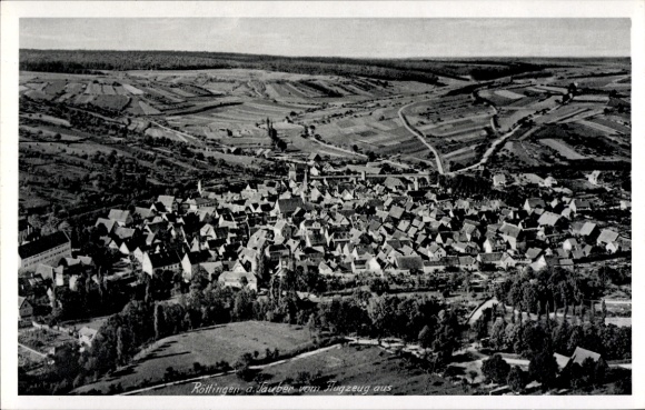 Postcard Röttingen an der Tauber Lower Franconia, aerial photograph