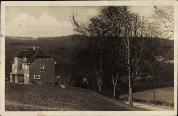Postcard Ihringshausen Fuldatal in northern Hesse, inn and boarding house Schocketal, owned by Peter Schmitt