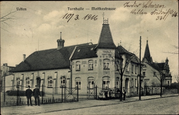 Postcard Velten in the Mark, gymnasium, Moltkestrasse